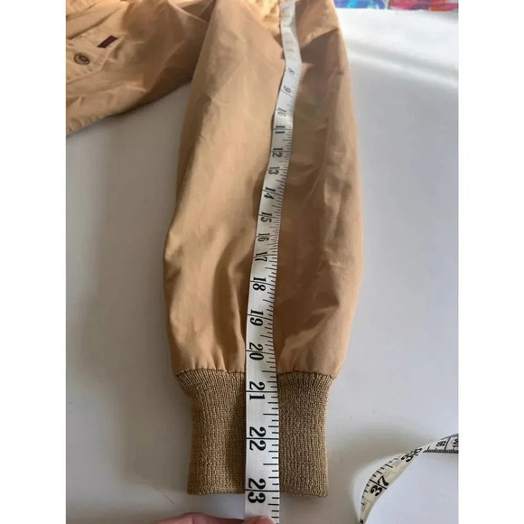 Vintage authentic Windbreaker 80’s 90’s tan long sleeve zipper jacket medium - Picture 8 of 10